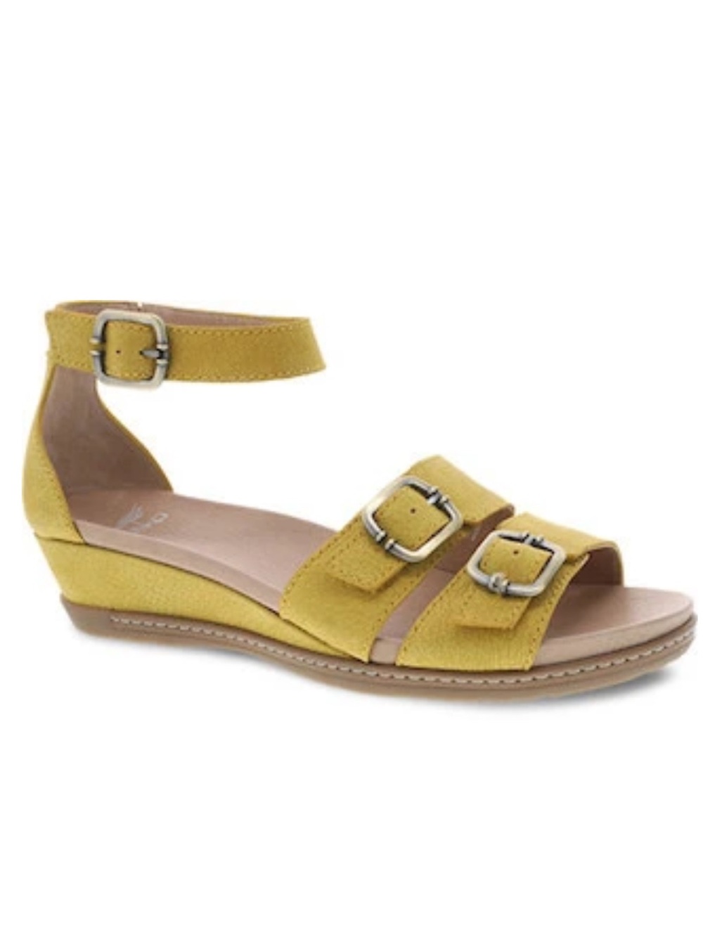 Dansko Yellow Astrid Textured Nubuck Wedge Sandal Size 37 (6.5-7)